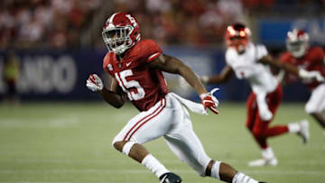 ORLANDO, FL - SEPTEMBER 01: Xavier McKinney #15 of the Alabama Crimson Tide in action during a game against the Louisville Cardinals at Camping World Stadium on September 1, 2018 in Orlando, Florida. Alabama won 51-14. (Photo by Joe Robbins/Getty Images)