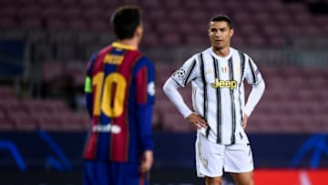Cristiano Ronaldo (R) of Juventus FC and Lionel Messi of FC Barcelona. (Photo by Nicolò Campo/LightRocket via Getty Images)
