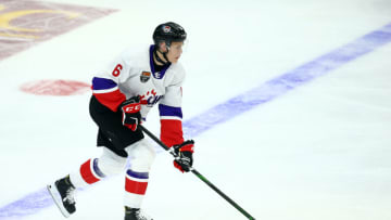 Kaiden Guhle #6 of Team White skates during the 2020 CHL/NHL Top Prospects Game. (Photo by Vaughn Ridley/Getty Images)