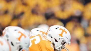 KNOXVILLE, TN - SEPTEMBER 08: Riley Locklear #56 of the Tennessee Volunteers on the line of scrimmage before a game against the East Tennessee State University Buccaneers at Neyland Stadium on September 8, 2018 in Knoxville, Tennessee. Tennessee won the game 59-3. (Photo by Donald Page/Getty Images)