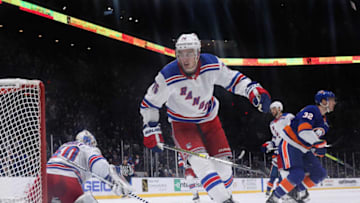 UNIONDALE, NEW YORK - JANUARY 16: Brady Skjei #76 of the New York Rangers skates against the New York Islanders at NYCB Live's Nassau Coliseum on January 16, 2020 in Uniondale, New York. The Rangers defeated the Islanders 2-1. (Photo by Bruce Bennett/Getty Images)