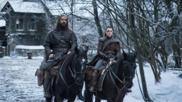 Game of Thrones season 8 episode 4 (L to R) Rory McCann as Sandor “The Hound” Clegane and Maisie Williams as Arya Stark - Photo: Helen Sloan/HBO