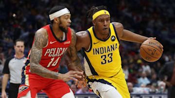 Brandon Ingram, New Orleans Pelicans and Myles Turner, Indiana Pacers (Photo by Chris Graythen/Getty Images)