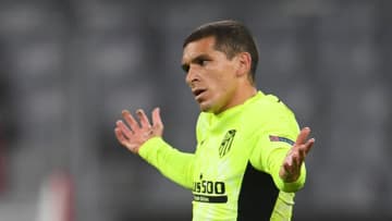 Atletico Madrid's Uruguayan midfielder Lucas Torreira reacts during the UEFA Champions League Group A football match FC Bayern Munich v Atletico Madrid in Munich, southern Germany on October 21, 2020. (Photo by ANDREAS GEBERT / POOL / AFP) (Photo by ANDREAS GEBERT/POOL/AFP via Getty Images)