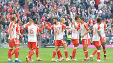 Bayern Munich players celebrating goal against VfL Bochum on matchday five of the Bundesliga. (Photo by Franz Kirchmayr/SEPA.Media /Getty Images)