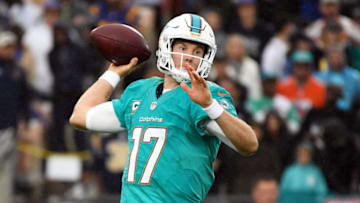 Nov 20, 2016; Los Angeles, CA, USA; Miami Dolphins quarterback Ryan Tannehill (17) passes against the Los Angeles Rams during the second half of a NFL football game at Los Angeles Memorial Coliseum. Mandatory Credit: Kirby Lee-USA TODAY Sports