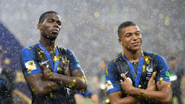 Paul Pogba and Kylian Mbappe of France (Photo by Matthias Hangst/Getty Images)