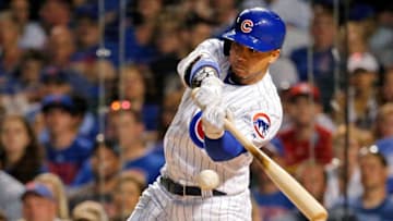 CHICAGO, IL - JUNE 04: Jon Jay #30 of the Chicago Cubs hits an RBI single against the St. Louis Cardinals during the seventh inning at Wrigley Field on June 4, 2017 in Chicago, Illinois. The Chicago Cubs won 7-6. (Photo by Jon Durr/Getty Images)