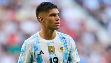 PAMPLONA, SPAIN - JUNE 05: Carlos Joaquin Correa of Argentina looks on during the international friendly match between Argentina and Estonia at Estadio El Sadar on June 05, 2022 in Pamplona, Spain. (Photo by Juan Manuel Serrano Arce/Getty Images)