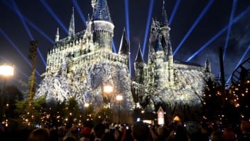 ORLANDO, FL - JANUARY 26: A general view of The Nighttime Lights at Hogwarts Castle in The Wizarding World of Harry Potter during the annual 'A Celebration of Harry Potter' at Universal Orlando on January 26, 2018 in Orlando, Florida. (Photo by Gerardo Mora/Getty Images)