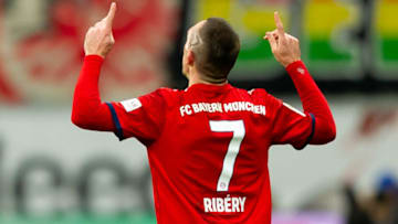FRANKFURT AM MAIN, GERMANY - DECEMBER 22: Franck Ribery of Bayern Muenchen celebrates after scoring his team's second goal during the Bundesliga match between Eintracht Frankfurt and FC Bayern Muenchen at Commerzbank-Arena on December 22, 2018 in Frankfurt am Main, Germany. (Photo by TF-Images/TF-Images via Getty Images)