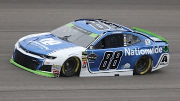 KANSAS CITY, KS - OCTOBER 19: Alex Bowman, driver of the #88 Nationwide Chevrolet, practices for the Monster Energy NASCAR Cup Series Hollywood Casino 400 at Kansas Speedway on October 19, 2018 in Kansas City, Kansas. (Photo by Matt Sullivan/Getty Images)