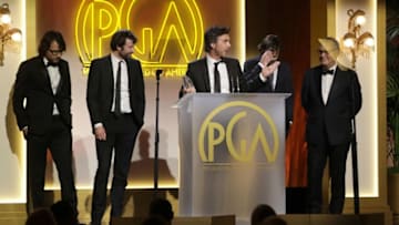 BEVERLY HILLS, CA - JANUARY 28: Shawn Levy and crew accept the award for episodic television-drama for 'Stranger Things' at the 28th Annual Producers Guild Awards at The Beverly Hilton Hotel on January 28, 2017 in Beverly Hills, California. (Photo by Todd Williamson/Getty Images)