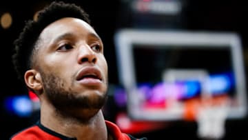 ATLANTA, GA - JANUARY 4: Evan Turner #1 of the Atlanta Hawks looks on prior to a game against the Indiana Pacers at State Farm Arena on January 4, 2020 in Atlanta, Georgia. NOTE TO USER: User expressly acknowledges and agrees that, by downloading and or using this photograph, User is consenting to the terms and conditions of the Getty Images License Agreement. (Photo by Carmen Mandato/Getty Images)