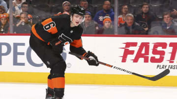 PHILADELPHIA, PA - DECEMBER 23: Travis Sanheim #6 of the Philadelphia Flyers in action against the New York Rangers at the Wells Fargo Center on December 23, 2019 in Philadelphia, Pennsylvania. (Photo by Mitchell Leff/Getty Images)