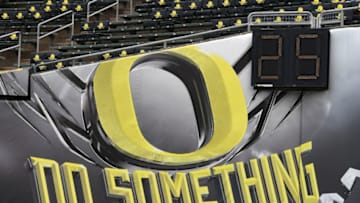 EUGENE, OR - SEPTEMBER 02: A general view of the Autzen Stadium end zone signage during a college football game between the Southern Utah Thunderbirds and Oregon Ducks on September 2, 2017, at Autzen Stadium in Eugene, OR. (Photo by Brian Murphy/Icon Sportswire via Getty Images)