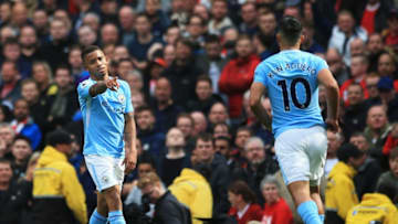 MANCHESTER, ENGLAND - SEPTEMBER 09: Gabriel Jesus of Manchester City celebrates scoring his sides third goal with Sergio Aguero of Manchester City during the Premier League match between Manchester City and Liverpool at Etihad Stadium on September 9, 2017 in Manchester, England. (Photo by Victoria Haydn/Manchester City FC via Getty Images)