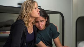 Madison Clark (Kim Dickens) and Christopher Manawa (Lorenzo James Henrie) in S2E5Photo credit: Peter Iovino/AMC, Fear The Walking Dead