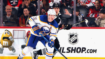 NEWARK, NEW JERSEY - APRIL 11: Rasmus Dahlin #26 of the Buffalo Sabres against the New Jersey Devils at the Prudential Center on April 11, 2023 in Newark, New Jersey. (Photo by Bruce Bennett/Getty Images)