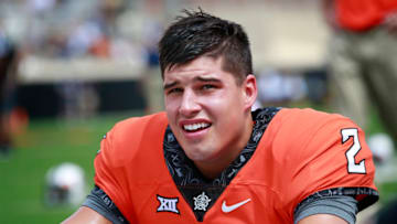 STILLWATER, OK - SEPTEMBER 17 : Quarterback Mason Rudolph #2 of the Oklahoma State Cowboys warms up before the game against the Pittsburgh Panthers September 17, 2016 at Boone Pickens Stadium in Stillwater, Oklahoma. Oklahoma State defeated Pitt 45-38. (Photo by Brett Deering/Getty Images)