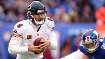 Nov 20, 2016; East Rutherford, NJ, USA; Chicago Bears quarterback Jay Cutler (6) runs with the ball against the New York Giants during the third quarter at MetLife Stadium. Mandatory Credit: Brad Penner-USA TODAY Sports