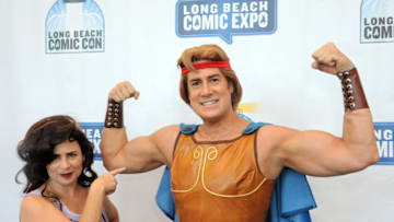 LONG BEACH, CA - SEPTEMBER 13: Cosplayers dressed as Disney's Hercules and Mirna at the Long Beach Comic-Con 2015 held at Long Beach Convention Center on September 13, 2015 in Long Beach, California. (Photo by Albert L. Ortega/Getty Images)
