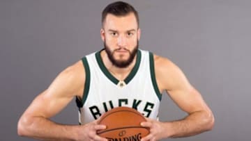 Sep 28, 2015; Milwaukee, WI, USA; Milwaukee Bucks center Miles Plumlee (18) poses during media day at Orthopaedic Hospital of Wisconsin Training Center. Mandatory Credit: Jeffrey Becker-USA TODAY Sports