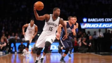 Dec 23, 2015; Brooklyn, NY, USA; Brooklyn Nets point guard Donald Sloan (15) leads a fast break against the Dallas Mavericks during the second quarter at Barclays Center. Mandatory Credit: Brad Penner-USA TODAY Sports