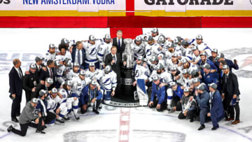NHL commissioner Gary Bettman presents the Tampa Bay Lightning with the Stanley Cup (Photo by Bruce Bennett/Getty Images)