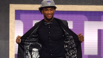 NEW YORK, NY - JUNE 21: Marvin Bagley III poses after being drafted second overall by the Sacramento Kings during the 2018 NBA Draft at the Barclays Center on June 21, 2018 in the Brooklyn borough of New York City. NOTE TO USER: User expressly acknowledges and agrees that, by downloading and or using this photograph, User is consenting to the terms and conditions of the Getty Images License Agreement. (Photo by Mike Stobe/Getty Images)