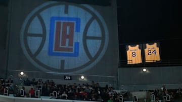 LOS ANGELES, CA - JANUARY 30: The Los Angeles Clippers honor Kobe Bryant with his #8 and #24 jerseys illuminated during a game against the Sacramento Kings at Staples Center on January 30, 2020 in Los Angeles, California. NOTE TO USER: User expressly acknowledges and agrees that, by downloading and/or using this Photograph, user is consenting to the terms and conditions of the Getty Images License Agreement.(Photo by Kevork Djansezian/Getty Images)