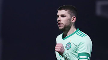 PAISLEY, SCOTLAND - FEBRUARY 10: Ryan Christie celebrates after he scores his team's third goal during the Ladbrokes Scottish Premiership match between St. Mirren and Celtic at SMISA Stadium on February 10, 2021 in Paisley, Scotland. Sporting stadiums around the UK remain under strict restrictions due to the Coronavirus Pandemic as Government social distancing laws prohibit fans inside venues resulting in games being played behind closed doors. (Photo by Ian MacNicol/Getty Images)