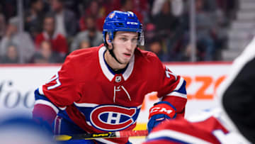 MONTREAL, QC - SEPTEMBER 19: Montreal Canadiens right wing Will Bitten (77) waits for play to begin during the second period of the NHL preseason game between the New Florida Panthers and the Montreal Canadiens on September 19, 2018, at the Bell Centre in Montreal, QC (Photo by Vincent Ethier/Icon Sportswire via Getty Images)