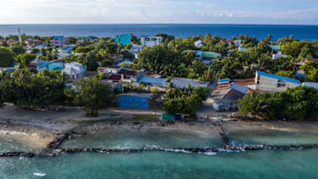 MAHIBADHOO, MALDIVES - DECEMBER 17: Concrete blocks are placed along the shoreline to try and prevent further coastal erosion, on December 17, 2019 in Mahibadhoo, Maldives. The Maldives is the worlds lowest lying country with a highest natural point of just 2.4 meters above sea level. As well as an increasing population, the nation faces a number of problems caused by climate change including rising sea levels, unpredictable weather, a shortage of drinking water, coastal erosion and declining fish stocks. With no rivers or streams on any of the islands, Maldivians have traditionally lived from fishing and except for Male and a handful of other islands, most islands rely on rain for drinking water and, increasingly, bottled water brought in from other islands. (Photo by Carl Court/Getty Images)