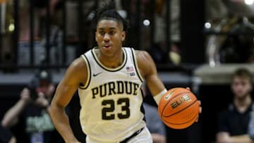 Purdue guard Jaden Ivey (23) dribbles during the second half of an NCAA men's basketball game, Saturday, March 5, 2022 at Mackey Arena in West Lafayette.Bkc Purdue Vs Indiana