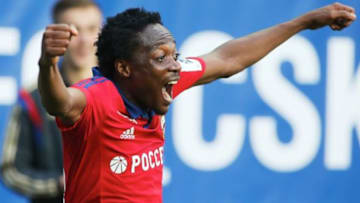 MOSCOW, RUSSIA - JULY 18: Ahmed Musa of PFC CSKA Moscow celebrates a goal during the Russian Premier League match between PFC CSKA Moscow and FC Rubin Kazan at the Arena Khimki Stadium on July 18, 2015 in Moscow, Russia. (Photo by Epsilon/Getty Images)
