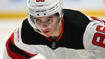 New Jersey Devils center Jack Hughes (86): (Ron Chenoy-USA TODAY Sports)