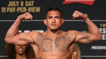 LAS VEGAS, NV - JULY 07: Anthony Pettis poses on the scale during the UFC weigh-in at the Park Theater on July 7, 2017 in Las Vegas, Nevada. (Photo by Christian Petersen/Getty Images)