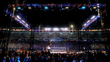 Pat McAfee and Happy Corbin compete during the 2022 WWE SummerSlam Saturday July 30, 2022 at Nissasn Stadium; Nashville, TN, USA; Mandatory Credit: Alan Poizner-The TennesseanEntertainment Wwe Summerslam
