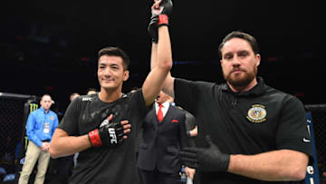 ST. LOUIS, MO - JANUARY 14: Kyung Ho Kang of South Korea celebrates his submission victory over Guido Cannetti of Argentina in their bantamweight bout during the UFC Fight Night event inside the Scottrade Center on January 14, 2018 in St. Louis, Missouri. (Photo by Josh Hedges/Zuffa LLC/Zuffa LLC via Getty Images)