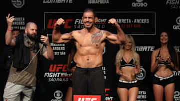 SAO PAULO, BRAZIL - SEPTEMBER 21: Antonio Rogerio Nogueira of Brazil poses on the scale during the UFC Fight Night weigh-in at Ibirapuera Gymnasium on September 21, 2018 in Sao Paulo, Brazil. (Photo by Buda Mendes/Zuffa LLC/Zuffa LLC via Getty Images)
