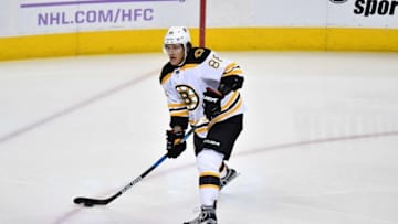 Nov 13, 2016; Denver, CO, USA; Boston Bruins right wing David Pastrnak (88) in the second period against the Colorado Avalanche at Pepsi Center. Mandatory Credit: Ron Chenoy-USA TODAY Sports