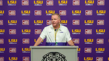 LSU Football Head Coach Brian Kelly speaks to media following the first spring practice under him. Thursday, March 24, 2022Lsu Spring Practice 03 24 22