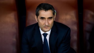 VALENCIA, SPAIN - MAY 13: Head coach Ernesto Valverde of FC Barcelona looks on before the La Liga match between Levante UD and FC Barcelona at Estadi Ciutat de Valencia on May 13, 2018 in Valencia, Spain. (Photo by Alex Caparros/Getty Images)