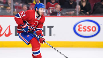 MONTREAL, QC - MARCH 26: Montreal Canadiens defenseman Victor Mete (53) skates with the puck during the first period of the NHL game between the Florida Panthers and the Montreal Canadiens on March 26, 2019, at the Bell Centre in Montreal, QC (Photo by Vincent Ethier/Icon Sportswire via Getty Images)