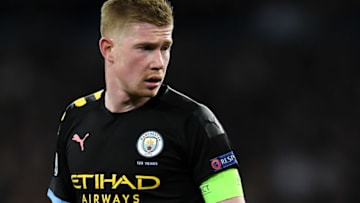 MADRID, SPAIN - FEBRUARY 26: Kevin De Bruyne of Manchester City FC looks on during the UEFA Champions League round of 16 first leg match between Real Madrid and Manchester City at Bernabeu on February 26, 2020 in Madrid, Spain. (Photo by David Ramos/Getty Images)