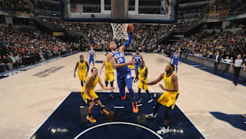 INDIANAPOLIS, IN - NOVEMBER 7: Ben Simmons #25 of the Philadelphia 76ers dunks the ball against the Indiana Pacers on November 7, 2018 at Bankers Life Fieldhouse in Indianapolis, Indiana. (Photo by Ron Hoskins/NBAE via Getty Images)