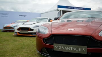 WOODSTOCK, ENGLAND - SEPTEMBER 03: An Aston Martin Vantage V12 S displayed at the Salon Prive luxury car event at Blenheim Palace on September 3, 2015 in Woodstock, England. Salon Prive luxury car show has now entered its 10th year and displays the very finest automotive and luxury brands as well as the rarest and most valuable of classic cars and motorcycles. (Photo by Ben Pruchnie/Getty Images)