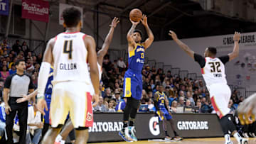 SANTA CRUZ, CA - DECEMBER 15: Michael Gbinije #13 of the Santa Cruz Warriors puts up a shot against the Erie Bayhawks on December 15, 2018 at the Kaiser Permanente Arena in Santa Cruz, California. NOTE TO USER: User expressly acknowledges and agrees that, by downloading and or using this photograph, user is consenting to the terms and conditions of Getty Images License Agreement. Mandatory Copyright Notice: Copyright 2018 NBAE (Photo by Noah Graham/NBAE via Getty Images)