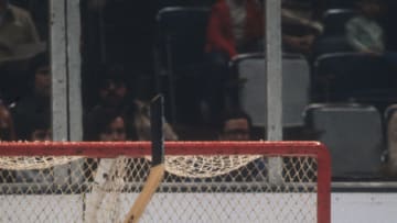UNIONDALE, NY - DECEMBER 29: Goalie Vladislav Tretiak #20 of the Soviet Central Red Army team defends his goal against the NHL's New York Islanders during a hockey game December 29, 1978 at the Nassau Veterans Memorial Coliseum in Uniondale, New York. (Photo by Focus on Sport/Getty Images)